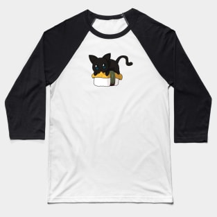 Black Cat Tamago Sushi Baseball T-Shirt